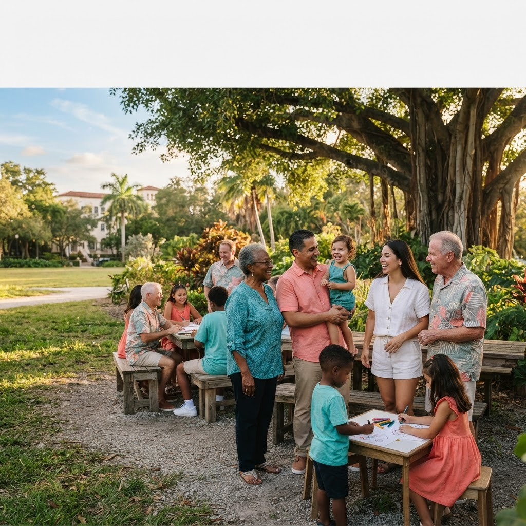 A multigenerational community gathering in Miami